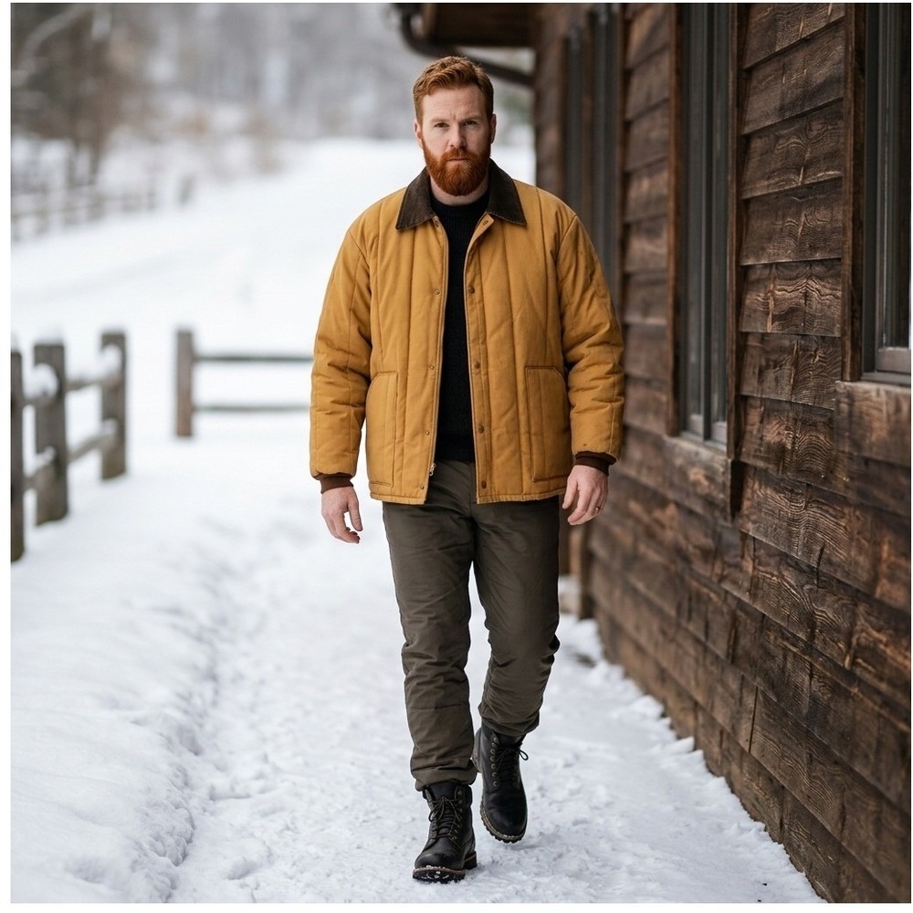 Vintage Key Quilted Canvas Work Jacket Tan Insulated Chore Outdoor Barn 2XL TALL